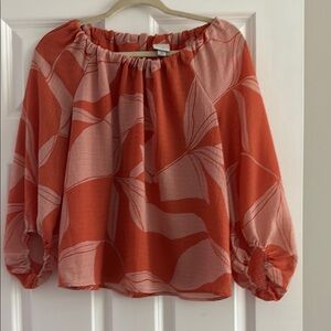 A New Day Orange Boxy 3/4 Sleeve Blouse